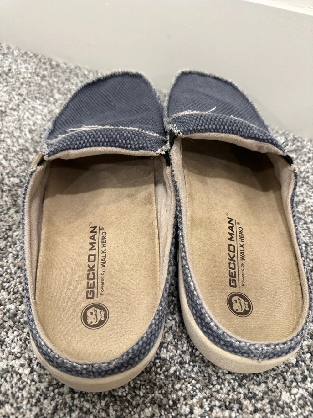 Gecko Man Men’s Size 10.5 Navy Canvas Slip-On Loafers Slippers House Shoes